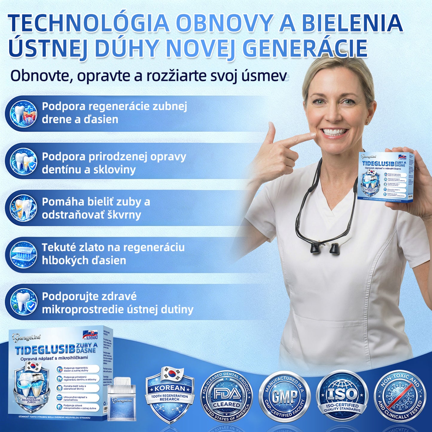 GаrаgеLіnе® 🦷 Tideglusib Rýchlo rozpustné pásiky na obnovu zubov a ďasien 💡💡(Podporujú regeneráciu zubov a pomáhajú zmierniť nepohodlie ďasien a bežné problémy ústnej dutiny)