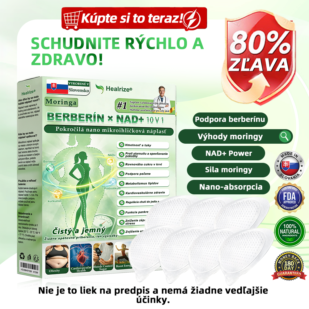 🇸🇰 𝑶𝒇𝒊𝒄𝒊á𝒍𝒏𝒚 𝒐𝒃𝒄𝒉𝒐𝒅 | Healrize® Moringa · Berberine × NAD+ 10-in-1 Pokročilá nano mikroihličková náplasť