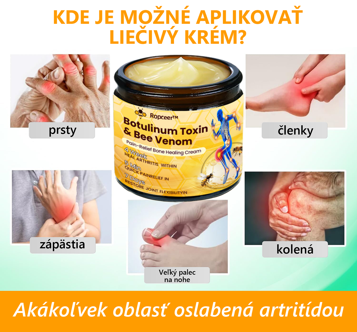 Ropceer™ hojivý krém na bolesť kostí s botulotoxínom a včelím jedom