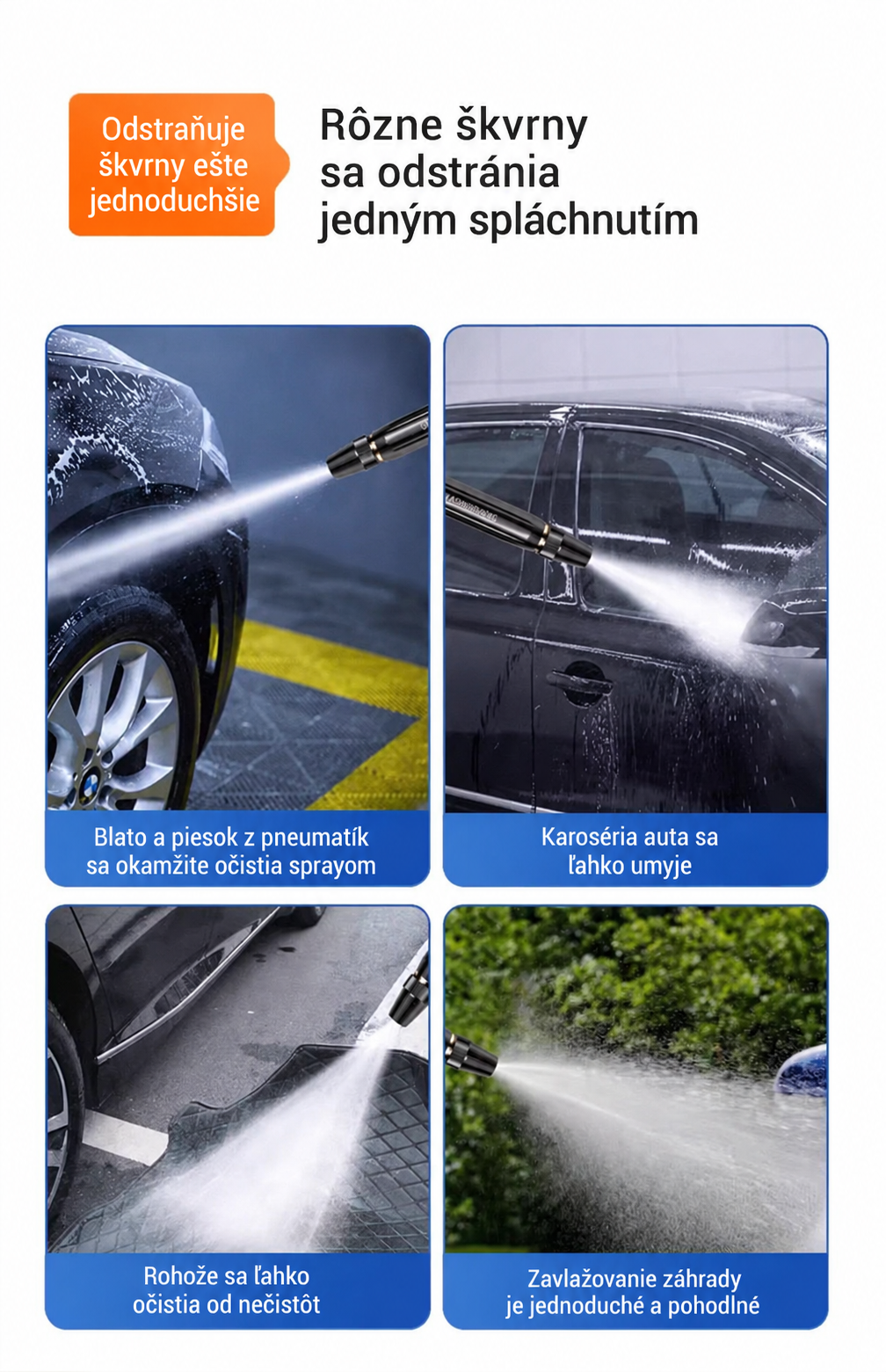 AKCIA: Iba 6,25 € za kus! Billhol®🛒 Vysokotlaková pištoľ – Ideálna na umývanie auta a polievanie záhrady. 🚿🚚