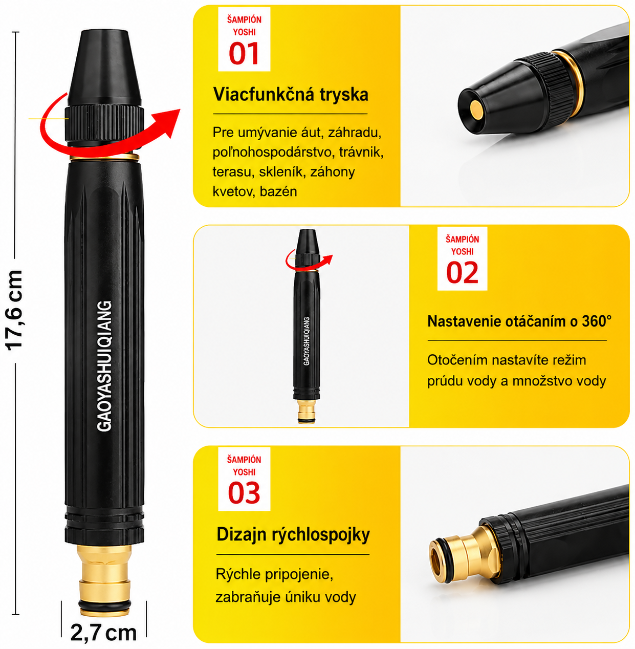 AKCIA: Iba 6,25 € za kus! Billhol®🛒 Vysokotlaková pištoľ – Ideálna na umývanie auta a polievanie záhrady. 🚿🚚
