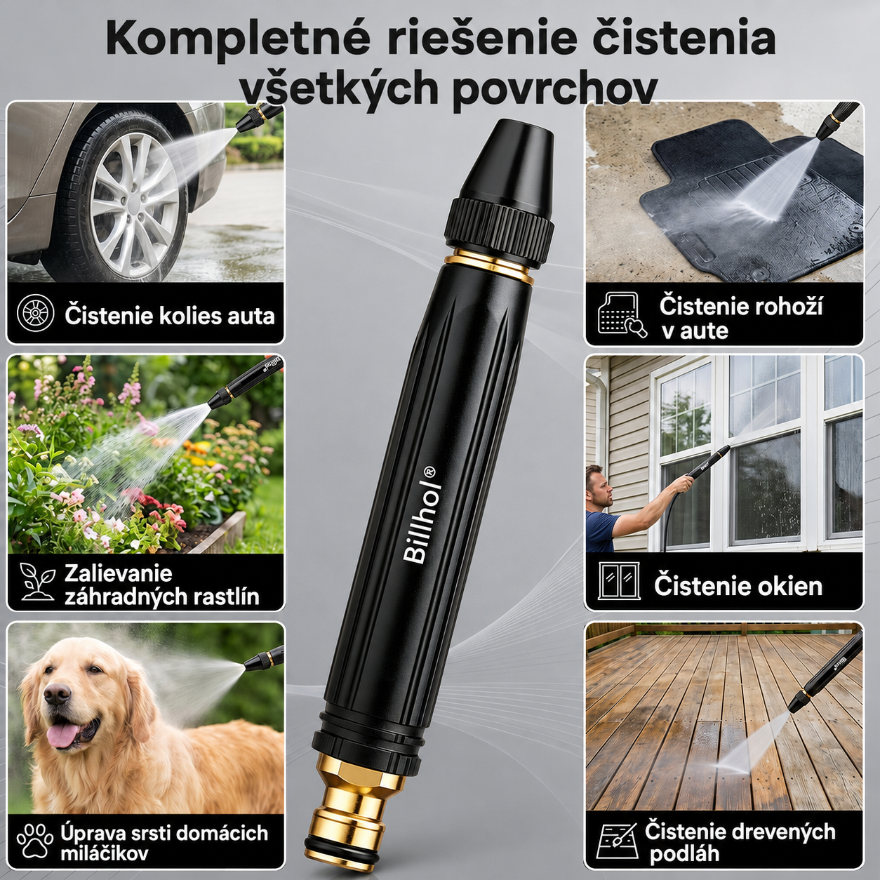 AKCIA: Iba 6,25 € za kus! 🛒 Billhol®🚚 Vysokotlaková pištoľ – Ideálna na umývanie auta a polievanie záhrady. 🚿💦