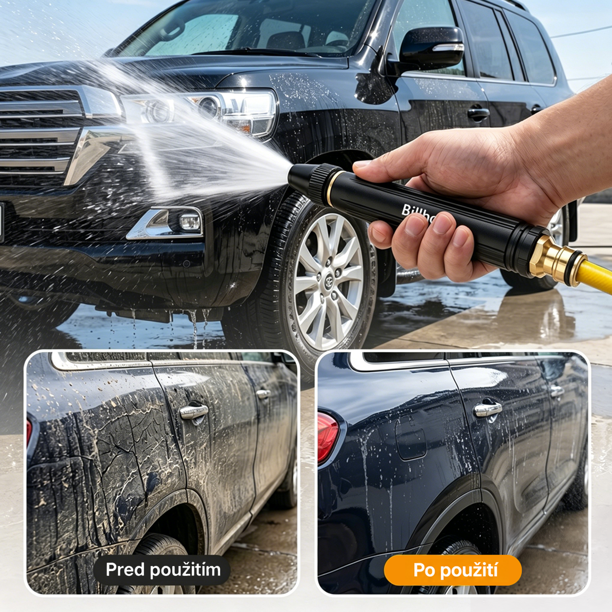 AKCIA: Iba 6,25 € za kus! 🛒 Billhol®🚚 Vysokotlaková pištoľ – Ideálna na umývanie auta a polievanie záhrady. 🚿💦