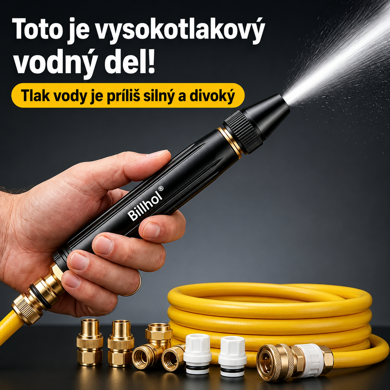 AKCIA: Iba 6,25 € za kus! 🛒 Billhol®🚚 Vysokotlaková pištoľ – Ideálna na umývanie auta a polievanie záhrady. 🚿💦